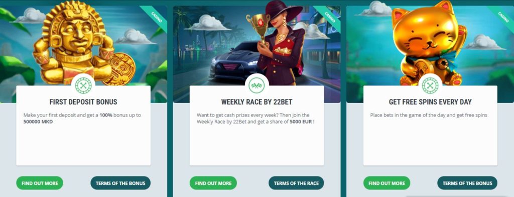Bonuset dhe promovimet e 22Bet
