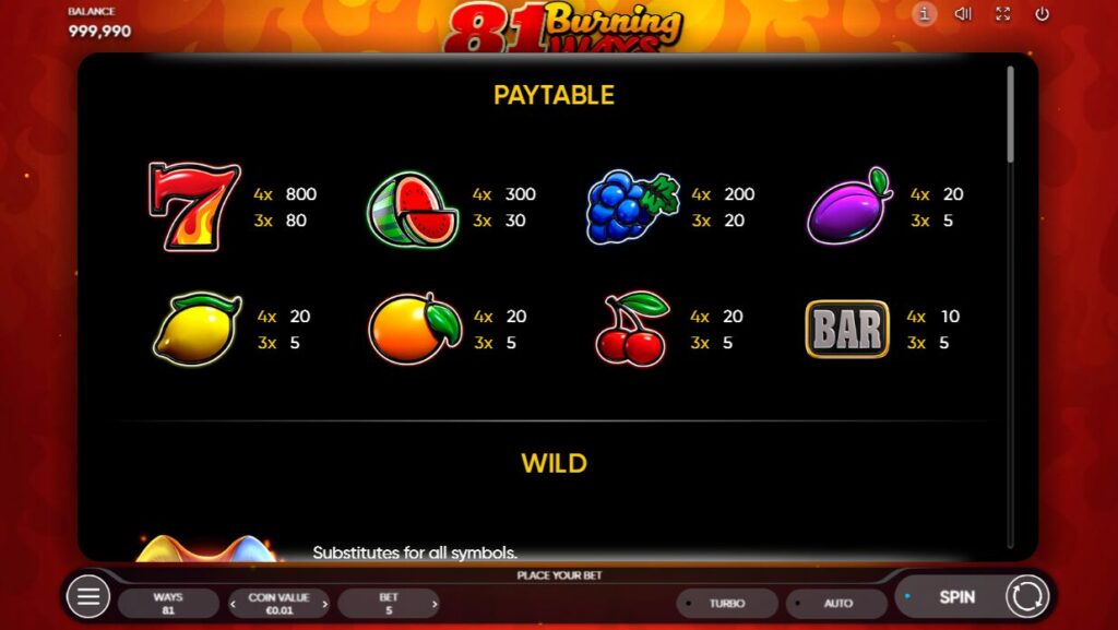 81 Burnign Ways Slot