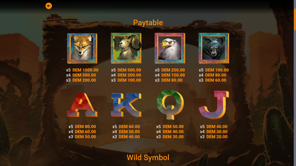 Majestic Wolf Slot Symbols